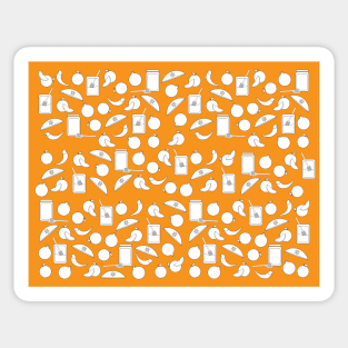 Black White Rosh Hashanah symbols on Orange background Sticker